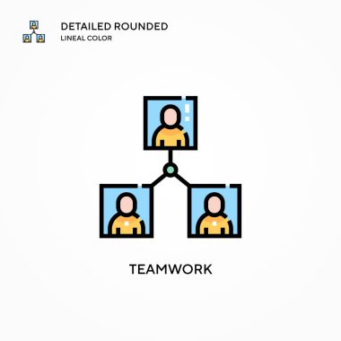 Takım çalışması vektör simgesi. Modern vektör illüstrasyon kavramları. Düzenlemesi ve kişiselleştirmesi kolay.