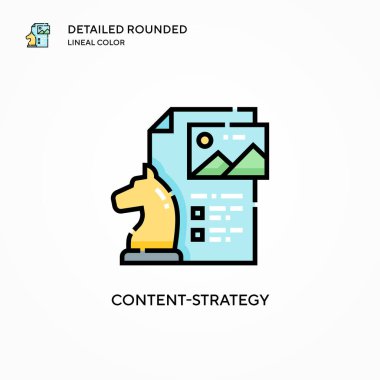 İçerik-strateji vektör simgesi. Modern vektör illüstrasyon kavramları. Düzenlemesi ve kişiselleştirmesi kolay.