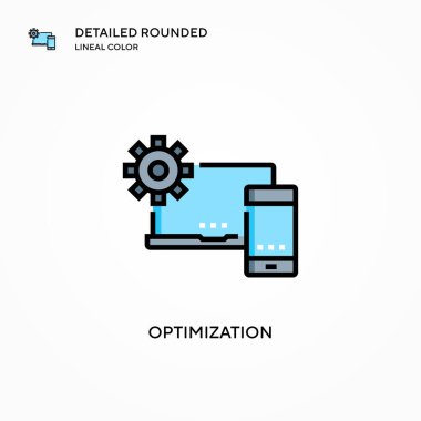 Optimizasyon vektör simgesi. Modern vektör illüstrasyon kavramları. Düzenlemesi ve kişiselleştirmesi kolay.