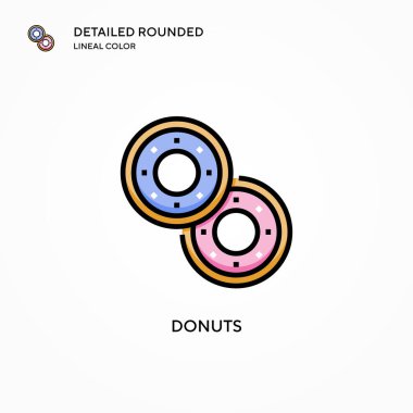 Donut vektör simgesi. Modern vektör illüstrasyon kavramları. Düzenlemesi ve kişiselleştirmesi kolay.