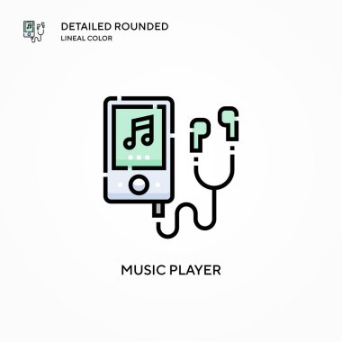 Müzik çalar vektör simgesi. Modern vektör illüstrasyon kavramları. Düzenlemesi ve kişiselleştirmesi kolay.