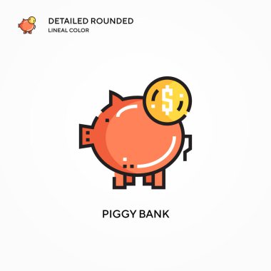 Domuz kumbarası vektör ikonu. Modern vektör illüstrasyon kavramları. Düzenlemesi ve kişiselleştirmesi kolay.