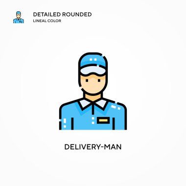 Teslimatçı vektör ikonu. Modern vektör illüstrasyon kavramları. Düzenlemesi ve kişiselleştirmesi kolay.