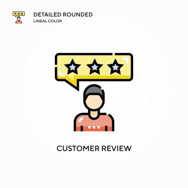 Müşteri değerlendirme vektör simgesi. Modern vektör illüstrasyon kavramları. Düzenlemesi ve kişiselleştirmesi kolay.