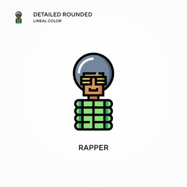 Rapçi vektör ikonu. Modern vektör illüstrasyon kavramları. Düzenlemesi ve kişiselleştirmesi kolay.