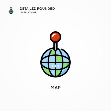 Harita vektör simgesi. Modern vektör illüstrasyon kavramları. Düzenlemesi ve kişiselleştirmesi kolay.