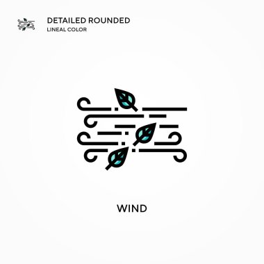 Rüzgar vektör simgesi. Modern vektör illüstrasyon kavramları. Düzenlemesi ve kişiselleştirmesi kolay.