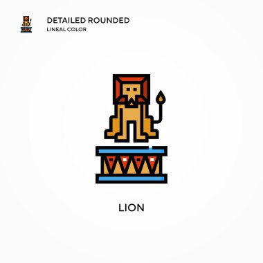Aslan vektör simgesi. Modern vektör illüstrasyon kavramları. Düzenlemesi ve kişiselleştirmesi kolay.