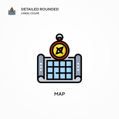 Harita vektör simgesi. Modern vektör illüstrasyon kavramları. Düzenlemesi ve kişiselleştirmesi kolay.