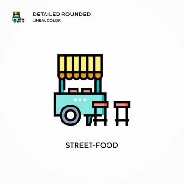 Sokak yiyecekleri ikonu. Modern vektör illüstrasyon kavramları. Düzenlemesi ve kişiselleştirmesi kolay.