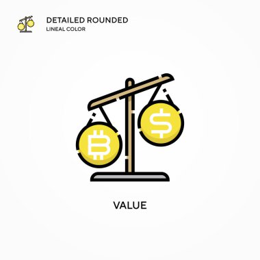 Değer vektör simgesi. Modern vektör illüstrasyon kavramları. Düzenlemesi ve kişiselleştirmesi kolay.