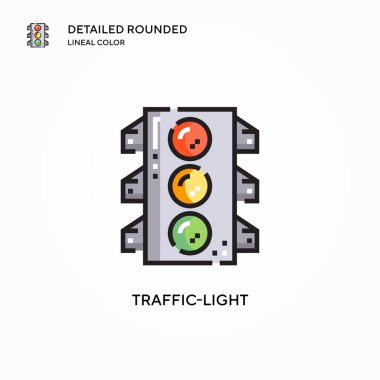 Trafik ışığı vektör simgesi. Modern vektör illüstrasyon kavramları. Düzenlemesi ve kişiselleştirmesi kolay.
