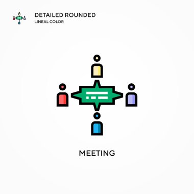 Vektör simgesi ile buluşuyorum. Modern vektör illüstrasyon kavramları. Düzenlemesi ve kişiselleştirmesi kolay.