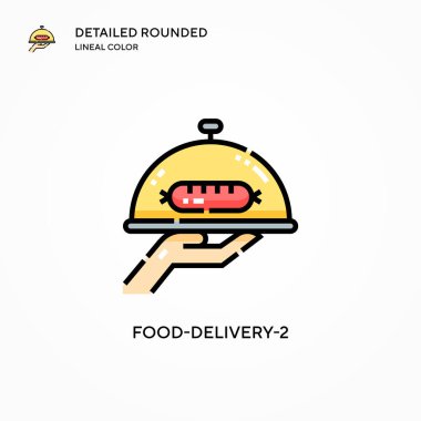 Yemek teslimatı-2 vektör ikonu. Modern vektör illüstrasyon kavramları. Düzenlemesi ve kişiselleştirmesi kolay.