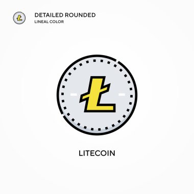 Litecoin vektör simgesi. Modern vektör illüstrasyon kavramları. Düzenlemesi ve kişiselleştirmesi kolay.