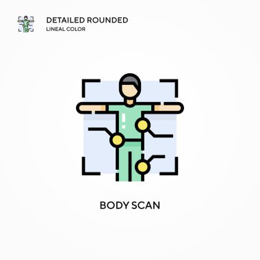 Vücut tarama vektör simgesi. Modern vektör illüstrasyon kavramları. Düzenlemesi ve kişiselleştirmesi kolay.