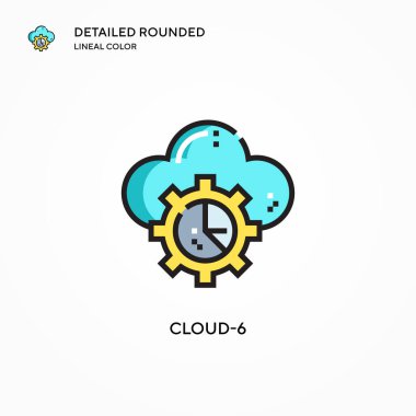 Bulut-6 vektör simgesi. Modern vektör illüstrasyon kavramları. Düzenlemesi ve kişiselleştirmesi kolay.