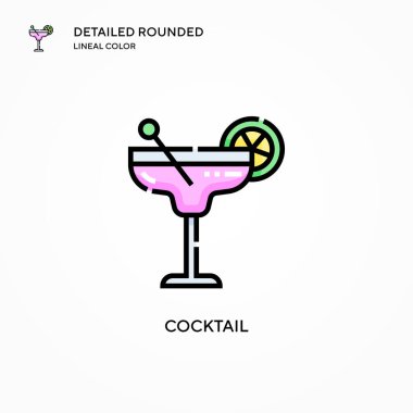 Kokteyl vektör simgesi. Modern vektör illüstrasyon kavramları. Düzenlemesi ve kişiselleştirmesi kolay.