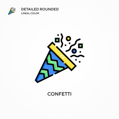 Konfeti vektör simgesi. Modern vektör illüstrasyon kavramları. Düzenlemesi ve kişiselleştirmesi kolay.
