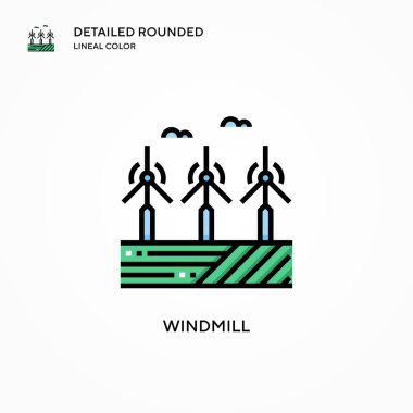 Yel değirmeni ikonu. Modern vektör illüstrasyon kavramları. Düzenlemesi ve kişiselleştirmesi kolay.