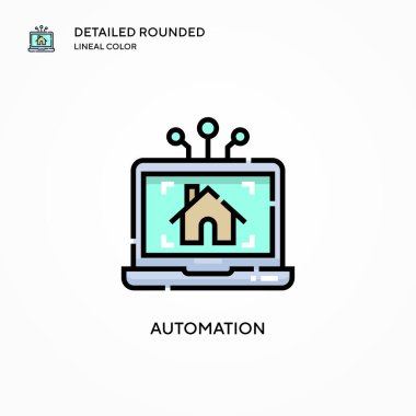 Otomasyon vektör simgesi. Modern vektör illüstrasyon kavramları. Düzenlemesi ve kişiselleştirmesi kolay.