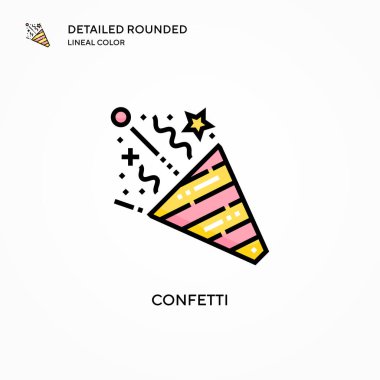 Konfeti vektör simgesi. Modern vektör illüstrasyon kavramları. Düzenlemesi ve kişiselleştirmesi kolay.