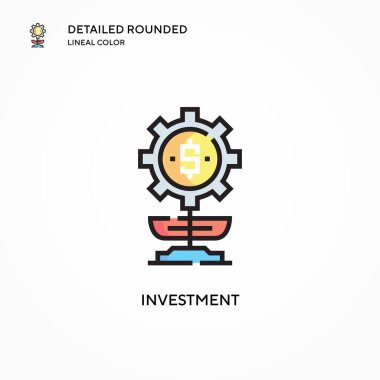 Yatırım vektör simgesi. Modern vektör illüstrasyon kavramları. Düzenlemesi ve kişiselleştirmesi kolay.