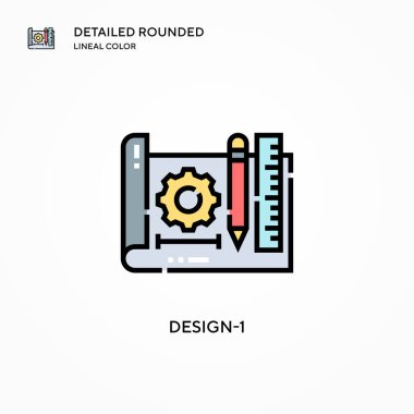 Tasarım-1 vektör simgesi. Modern vektör illüstrasyon kavramları. Düzenlemesi ve kişiselleştirmesi kolay.