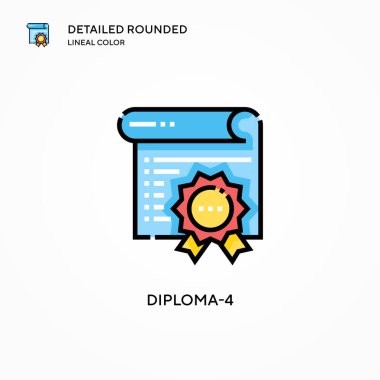 Diploma-4 vektör simgesi. Modern vektör illüstrasyon kavramları. Düzenlemesi ve kişiselleştirmesi kolay.