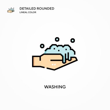 Yıkama vektörü simgesi. Modern vektör illüstrasyon kavramları. Düzenlemesi ve kişiselleştirmesi kolay.