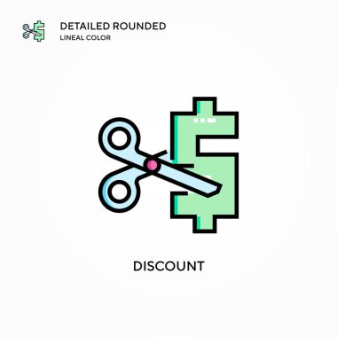 İndirimli vektör simgesi. Modern vektör illüstrasyon kavramları. Düzenlemesi ve kişiselleştirmesi kolay.