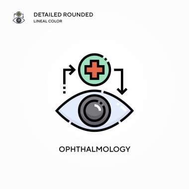 Oftalmoloji vektör ikonu. Modern vektör illüstrasyon kavramları. Düzenlemesi ve kişiselleştirmesi kolay.