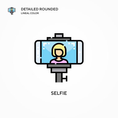 Selfie vektör simgesi. Modern vektör illüstrasyon kavramları. Düzenlemesi ve kişiselleştirmesi kolay.
