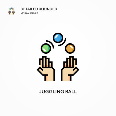 Top vektör simgesiyle hokkabazlık. Modern vektör illüstrasyon kavramları. Düzenlemesi ve kişiselleştirmesi kolay.