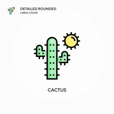 Kaktüs vektör simgesi. Modern vektör illüstrasyon kavramları. Düzenlemesi ve kişiselleştirmesi kolay.