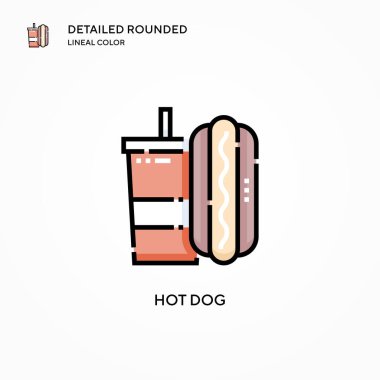 Hot dog vektör simgesi. Modern vektör illüstrasyon kavramları. Düzenlemesi ve kişiselleştirmesi kolay.