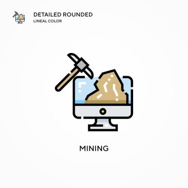 Madencilik vektör ikonu. Modern vektör illüstrasyon kavramları. Düzenlemesi ve kişiselleştirmesi kolay.