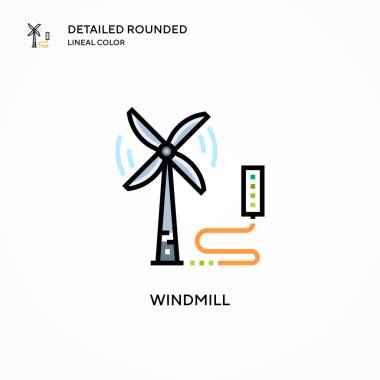 Yel değirmeni ikonu. Modern vektör illüstrasyon kavramları. Düzenlemesi ve kişiselleştirmesi kolay.