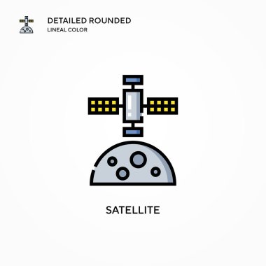 Uydu vektör simgesi. Modern vektör illüstrasyon kavramları. Düzenlemesi ve kişiselleştirmesi kolay.
