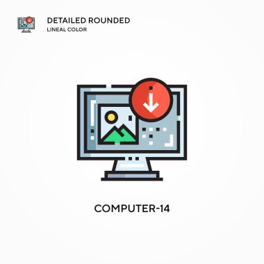 Bilgisayar-14 vektör simgesi. Modern vektör illüstrasyon kavramları. Düzenlemesi ve kişiselleştirmesi kolay.