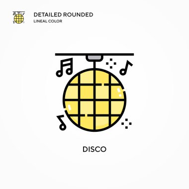 Disko vektör simgesi. Modern vektör illüstrasyon kavramları. Düzenlemesi ve kişiselleştirmesi kolay.
