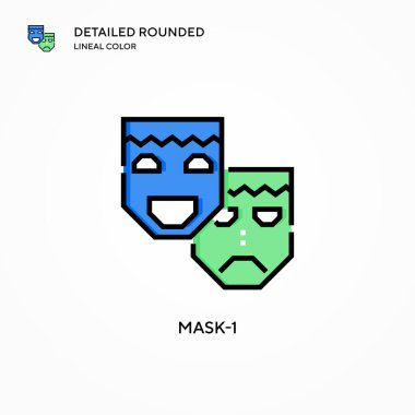 Maske-1 vektör simgesi. Modern vektör illüstrasyon kavramları. Düzenlemesi ve kişiselleştirmesi kolay.