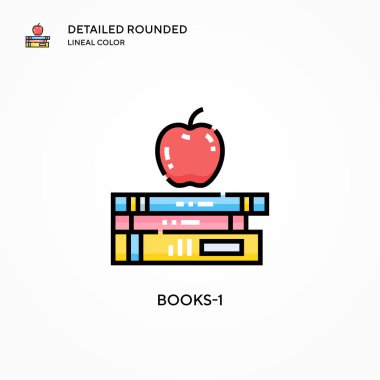 Kitap-1 vektör simgesi. Modern vektör illüstrasyon kavramları. Düzenlemesi ve kişiselleştirmesi kolay.
