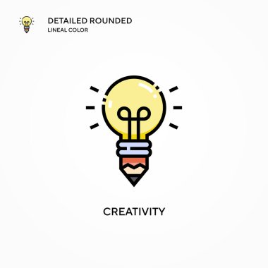 Yaratıcılık vektör simgesi. Modern vektör illüstrasyon kavramları. Düzenlemesi ve kişiselleştirmesi kolay.