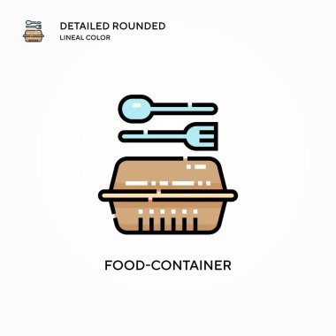 Yiyecek kabı taşıyıcı ikonu. Modern vektör illüstrasyon kavramları. Düzenlemesi ve kişiselleştirmesi kolay.