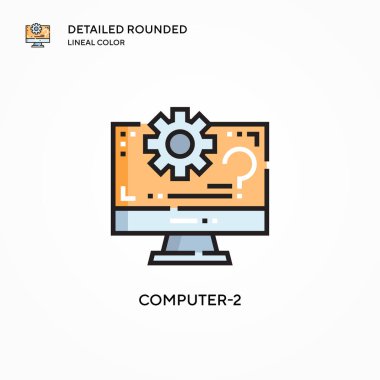 Bilgisayar-2 vektör simgesi. Modern vektör illüstrasyon kavramları. Düzenlemesi ve kişiselleştirmesi kolay.