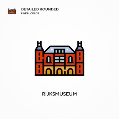 Rijksmuseum vektör simgesi. Modern vektör illüstrasyon kavramları. Düzenlemesi ve kişiselleştirmesi kolay.