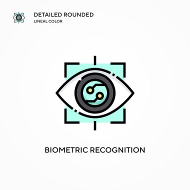 Biyometrik tanıma vektör simgesi. Modern vektör illüstrasyon kavramları. Düzenlemesi ve kişiselleştirmesi kolay.