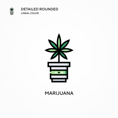 Marihuana vektör simgesi. Modern vektör illüstrasyon kavramları. Düzenlemesi ve kişiselleştirmesi kolay.