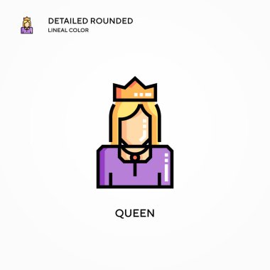 Kraliçe vektör simgesi. Modern vektör illüstrasyon kavramları. Düzenlemesi ve kişiselleştirmesi kolay.